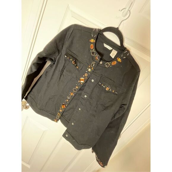 Laura Ashley Jackets & Blazers - Laura Ashley women’s medium black jean jacket